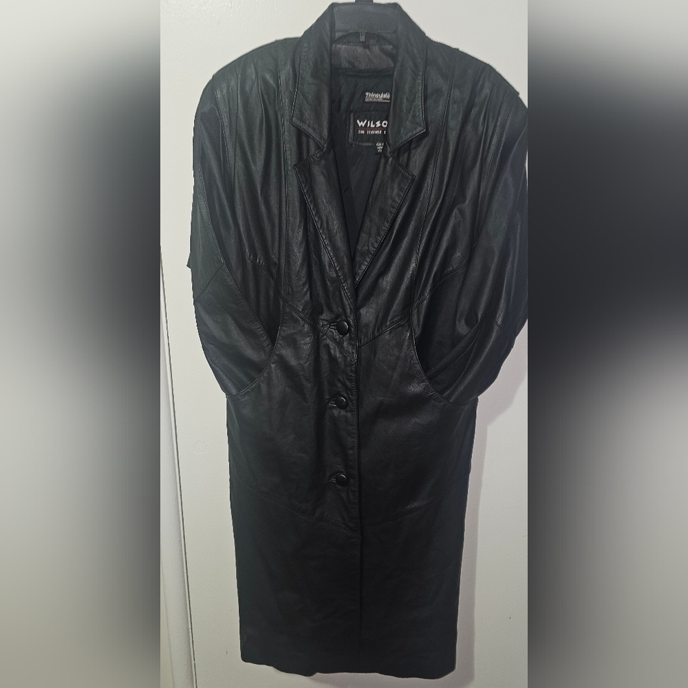 Vintage Wilsons Leather Longline Black Leather Coat | Thinsulate Insulated | PS